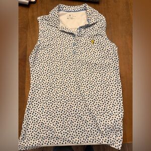 Peter Millar White and Blue Polka Dot Tank Top